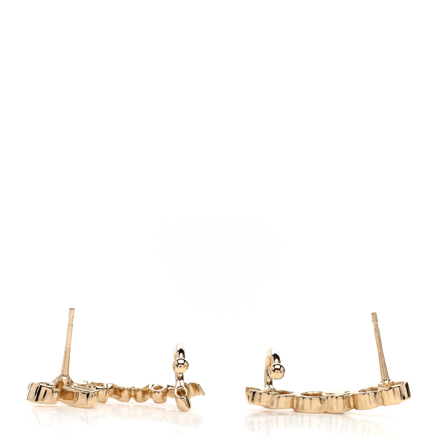 Chanel Metal Crystal Coco Script CC Climber Earrings Gold 3 of 5