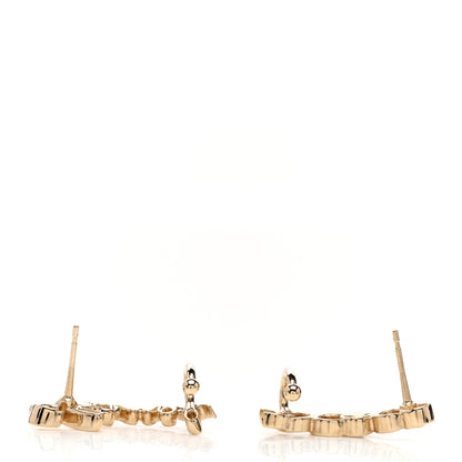 Chanel Metal Crystal Coco Script CC Climber Earrings Gold 3 of 5