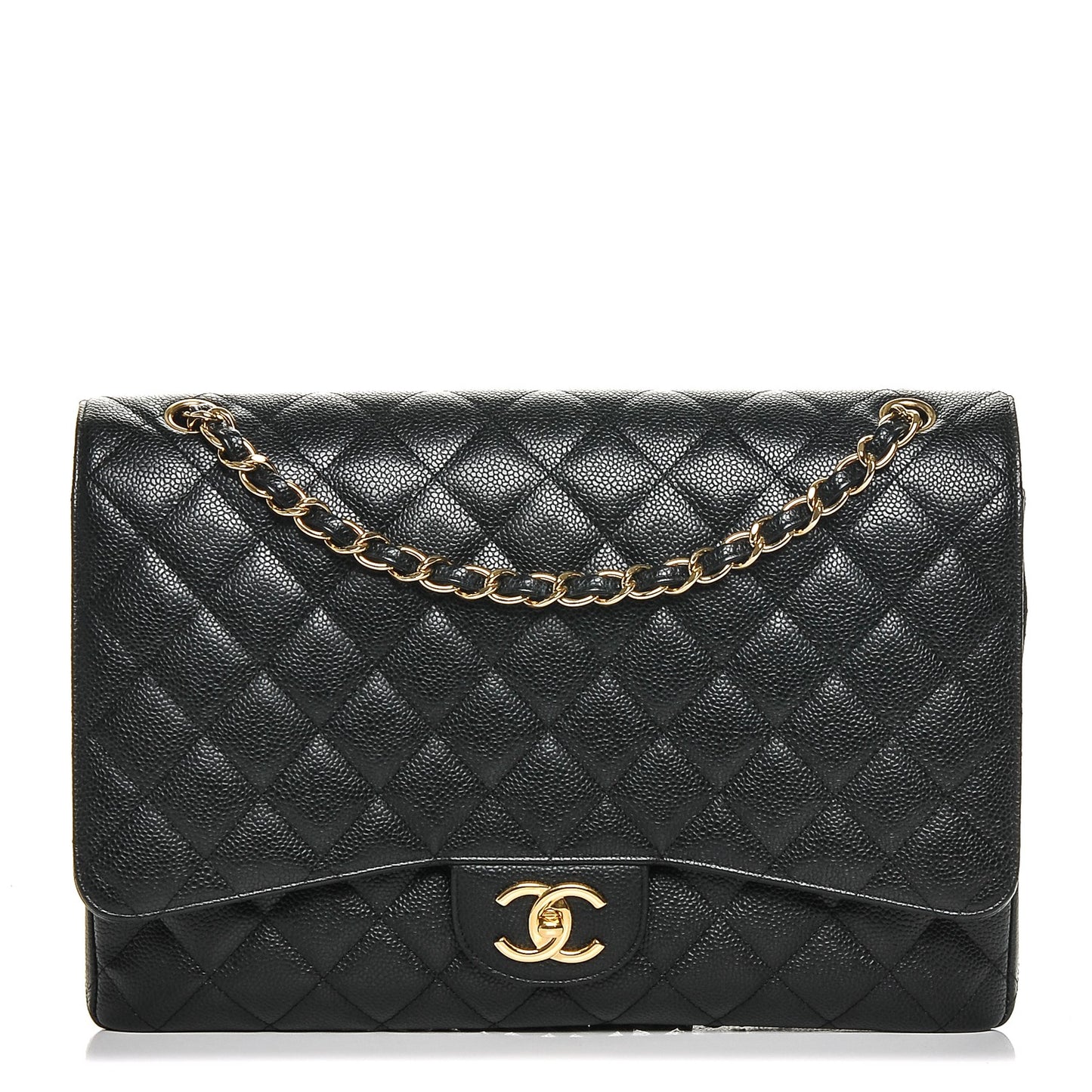 Caviar Quilted Maxi Double Flap Black