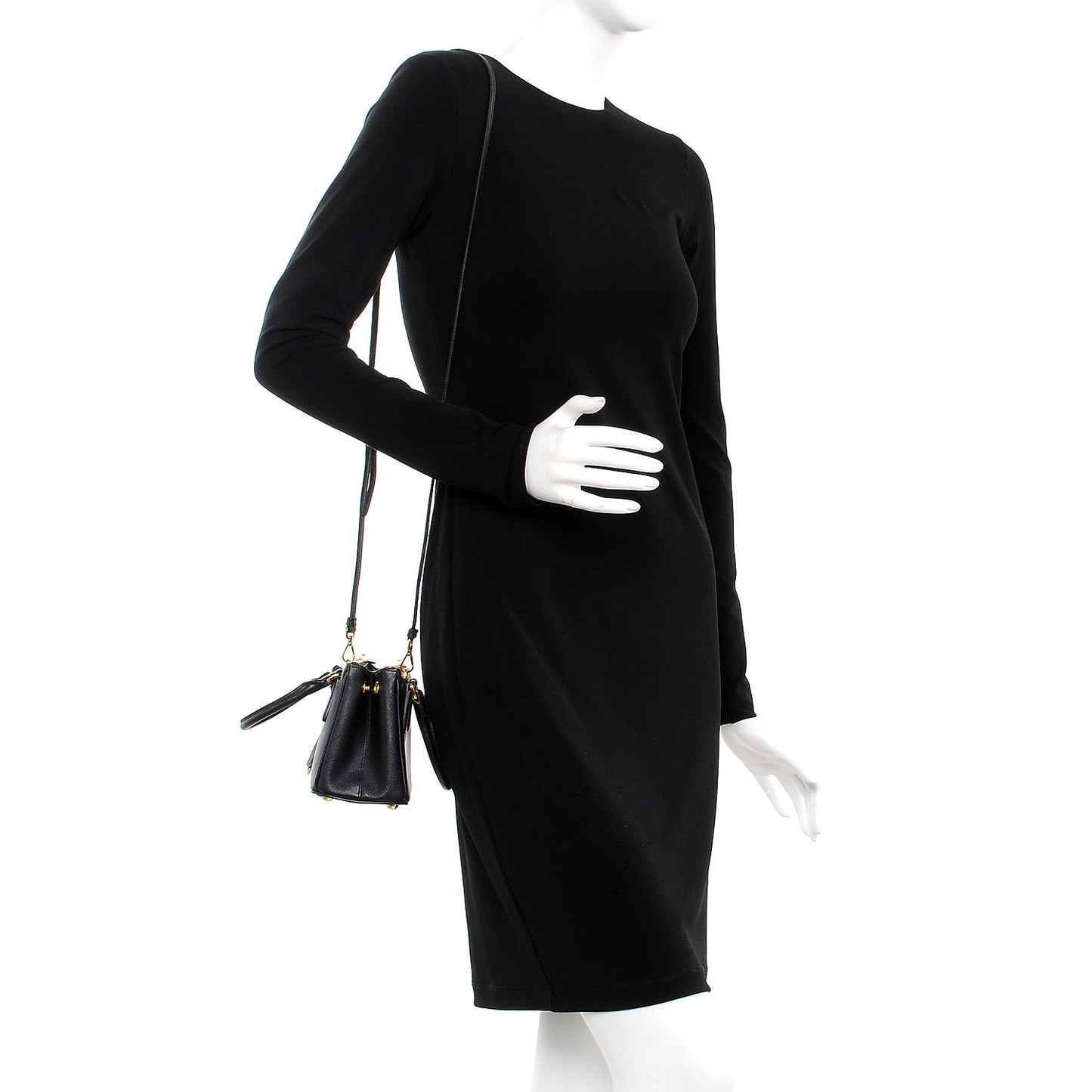 Saffiano Micro Galleria Double Zip Tote Nero Black
