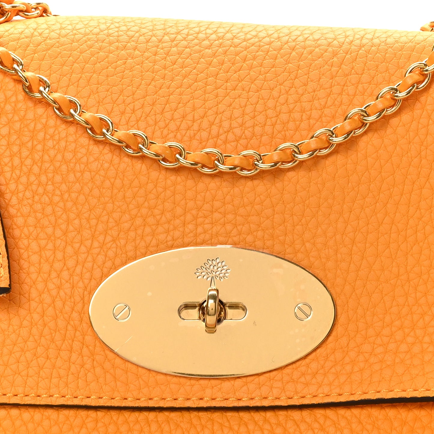 Small Classic Grain Calfskin Small Lily Flap Deep Amber