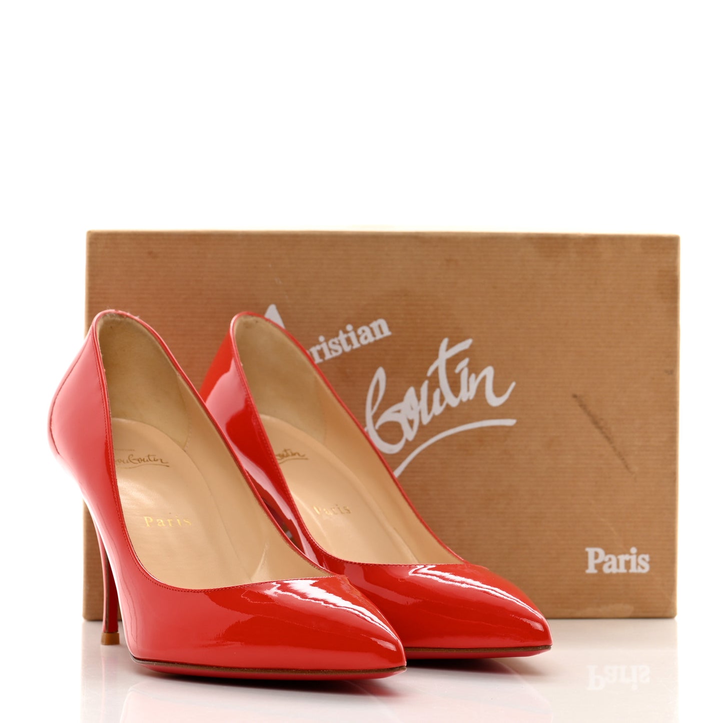 Patent Piou Piou 85 Pumps 38.5 Mandarin Red