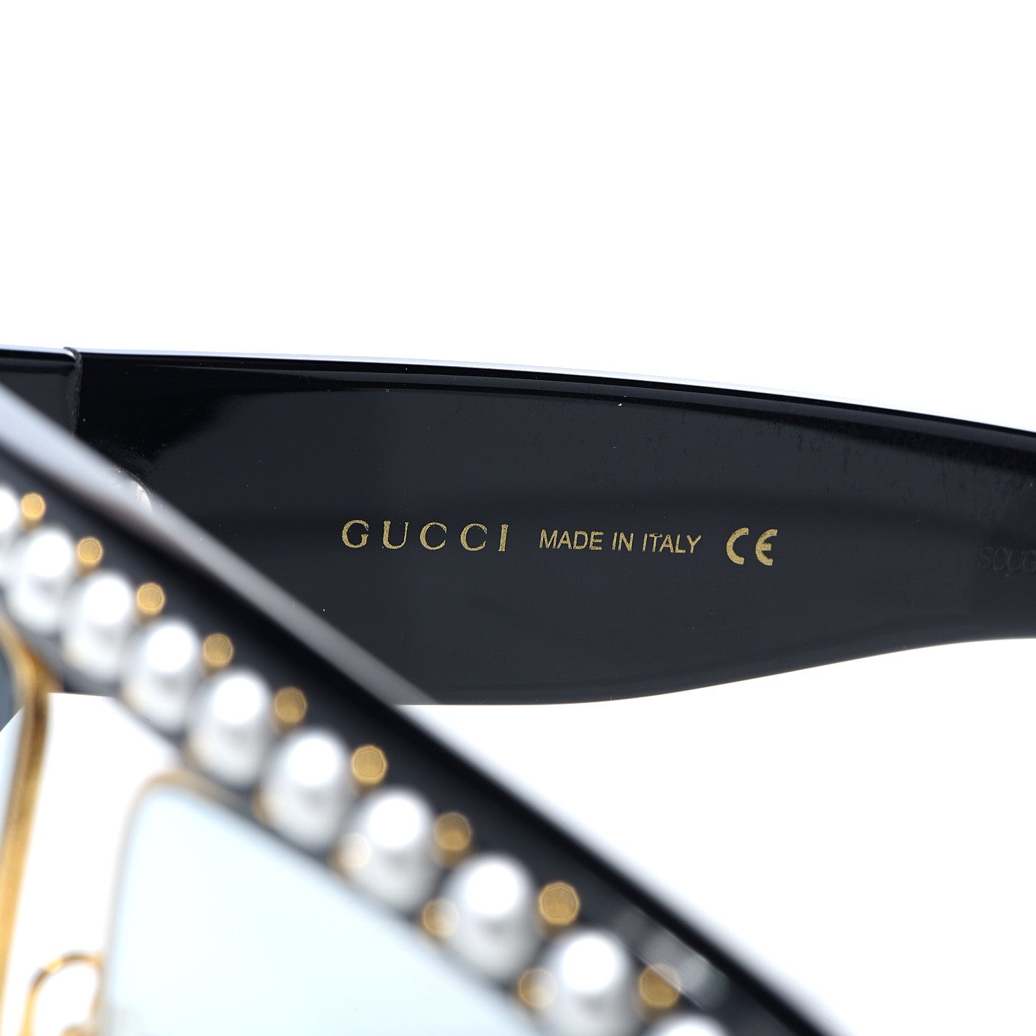 Gucci Acetate Pearl Rectangular Frame Sunglasses GG0234S Black 6 of 7
