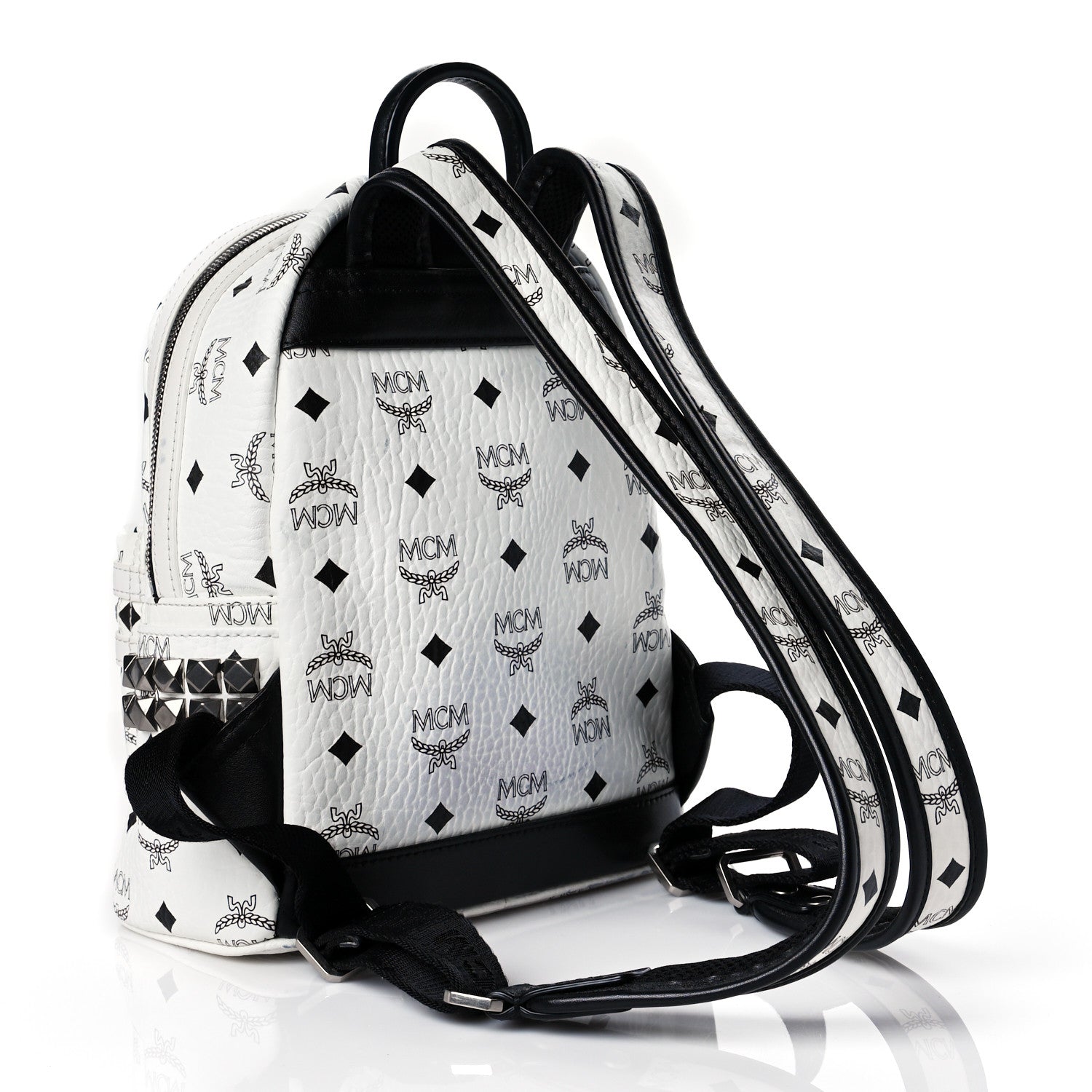 MCM Visetos Side Stud Mini Stark Backpack White 3 of 11