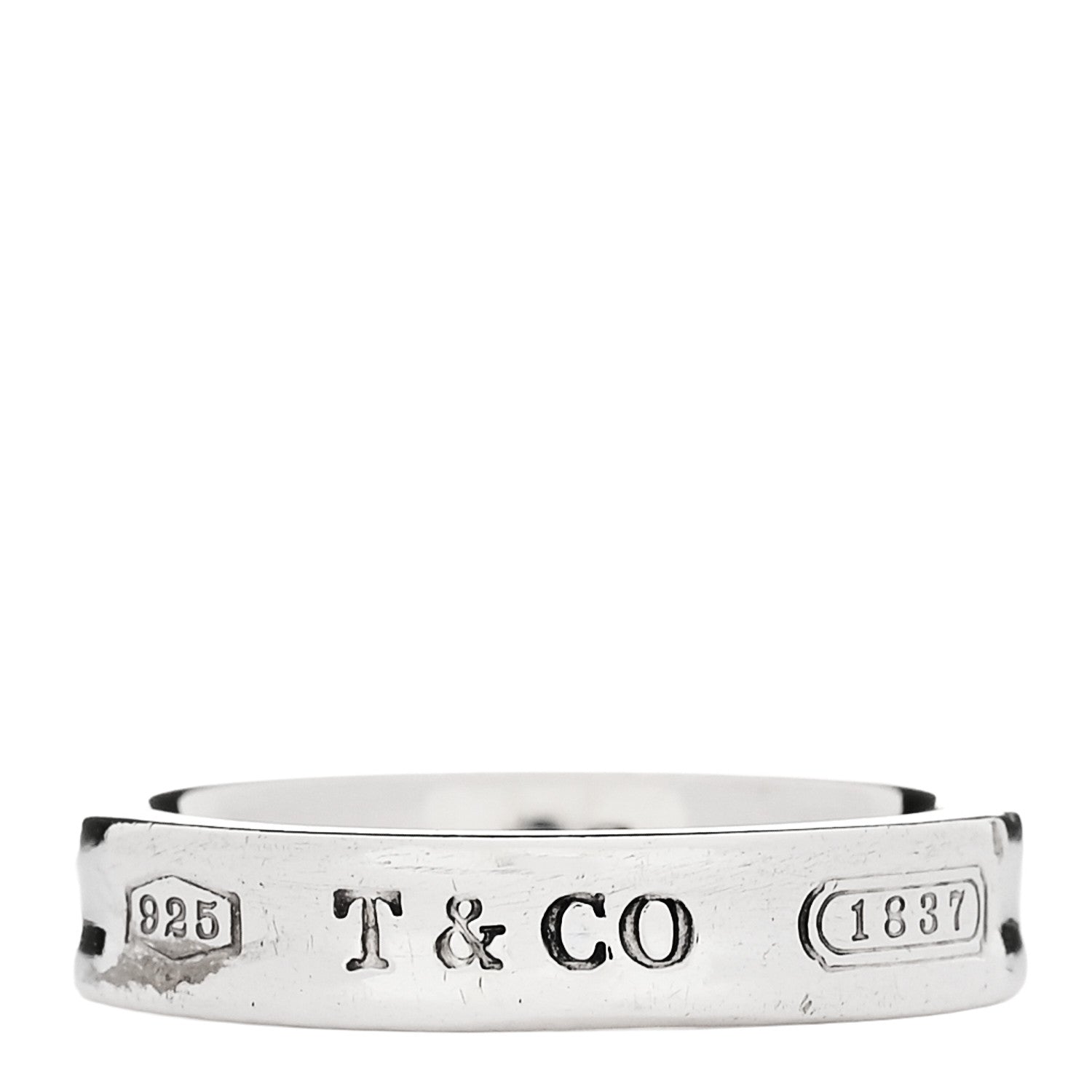 Tiffany Sterling Silver Narrow 1837 Band Ring 49 5 1 of 4