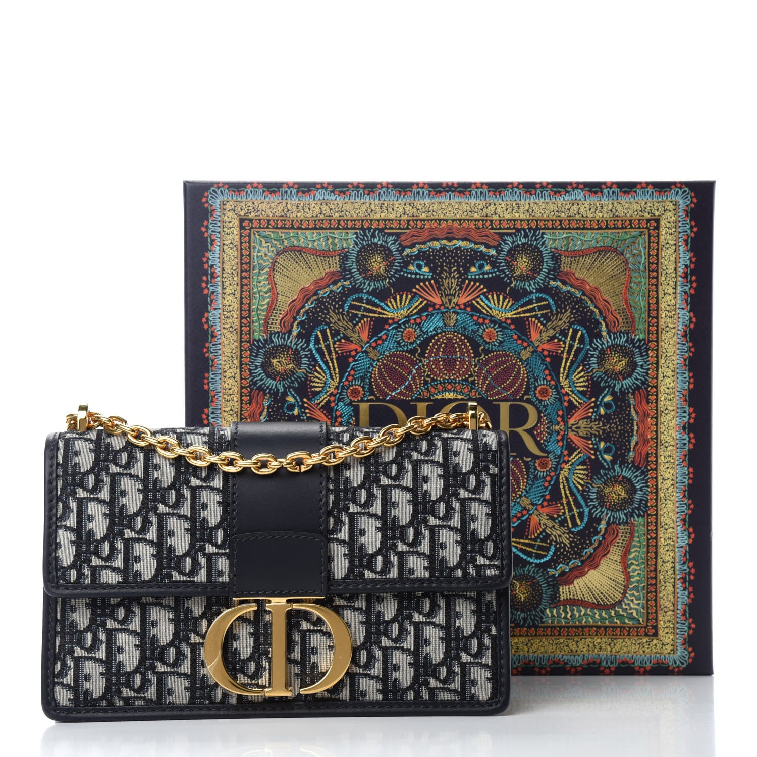Christian Dior Oblique 30 Montaigne Chain Flap Bag Blue 12 of 12
