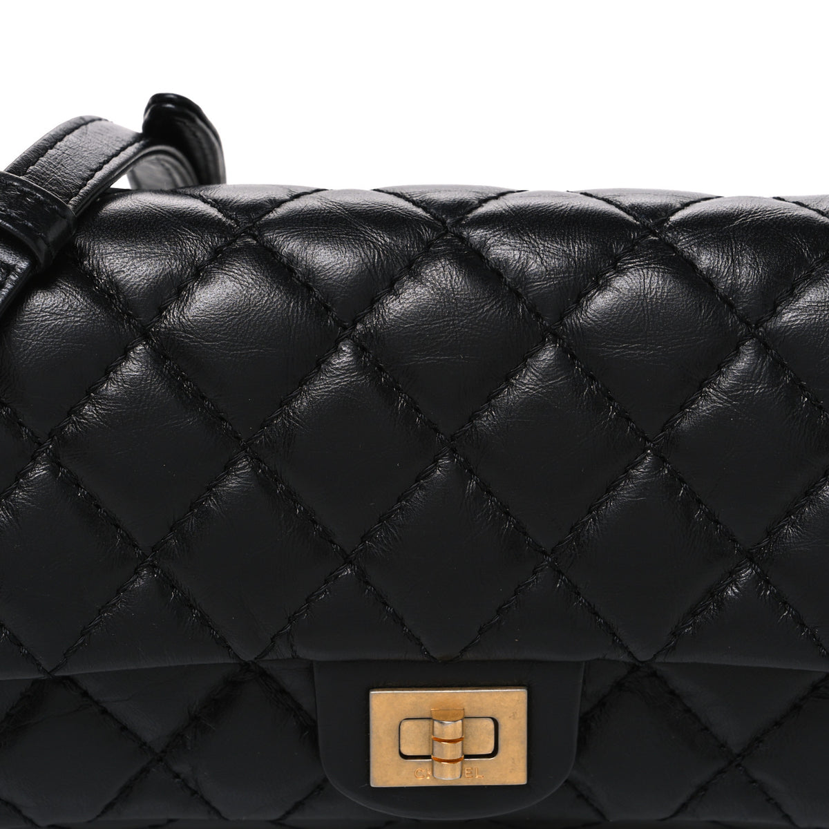 Chanel Aged Calfskin Quilted 2.55 Reissue Flap Belt Bag Clutch Black 7 of 9