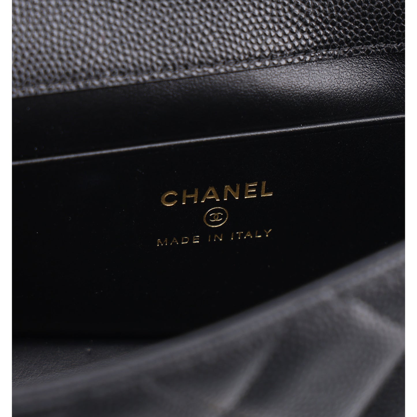 Caviar Quilted Coco Handle East West Clutch With Chain Black