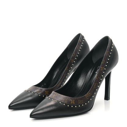 Louis Vuitton Monogram Studded Cherie Pumps 39 Black 3 of 9