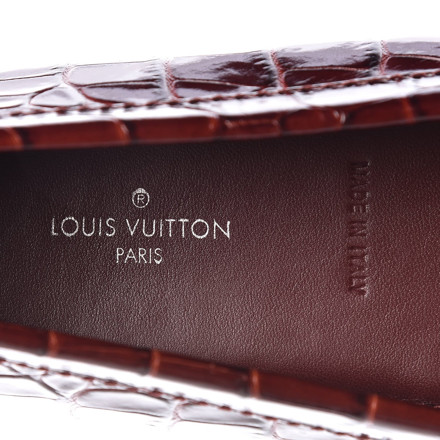 Louis Vuitton Calfskin Crocodile Embossed Dauphine Loafers 36 Bordeaux 7 of 8