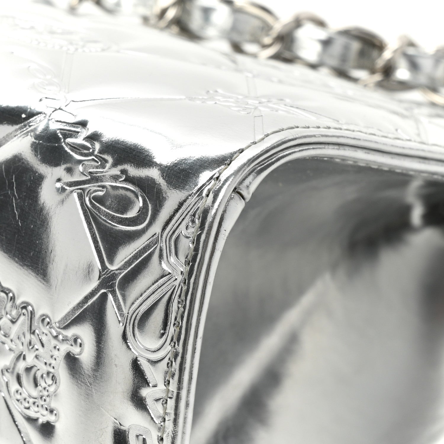 Chanel Metallic Patent Calfskin Lucky Symbols Pochette Silver 15 of 19