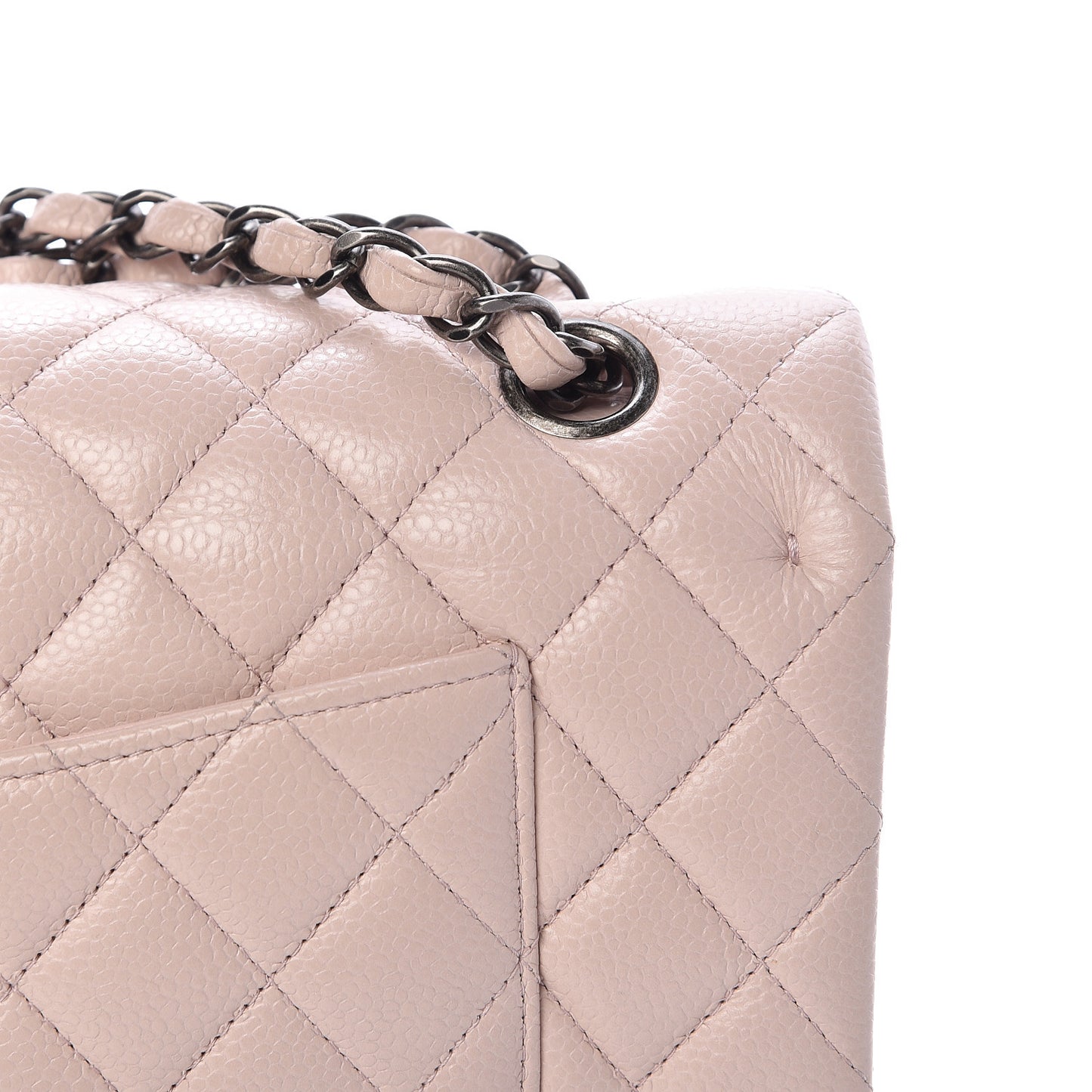 Caviar Quilted Medium Double Flap Pink