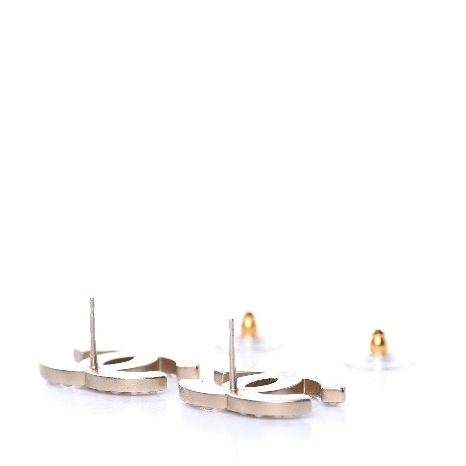 Chanel Pearl CC Earrings Light Gold 4 of 4