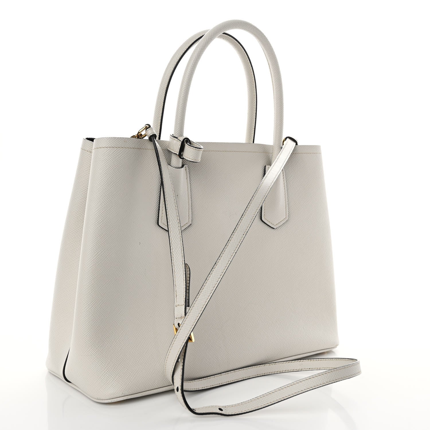 Prada Saffiano Cuir Medium Double Handle Bag Talco 3 of 10