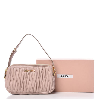 Miu Miu Nappa Matelasse Double Zip Pochette Clutch Cammeo 11 of 11
