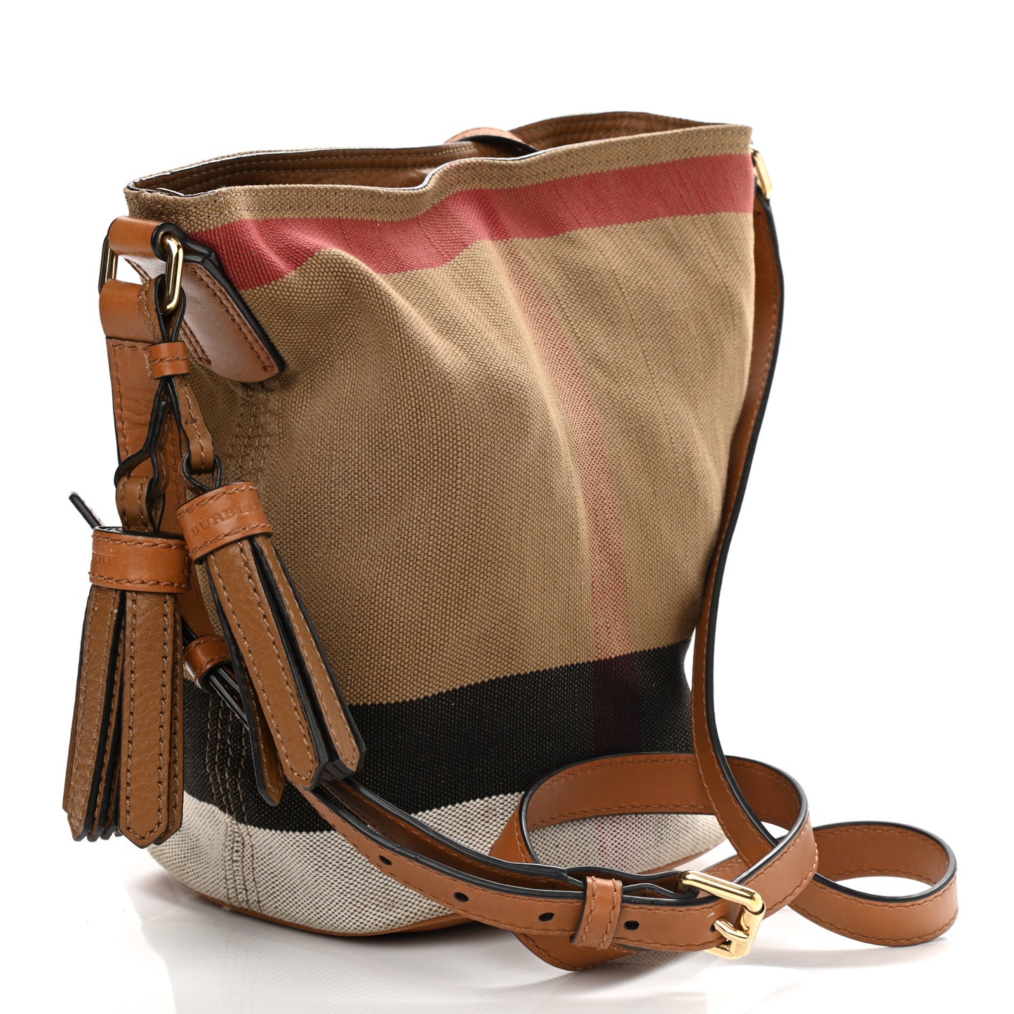 Canvas Mega Check Mini Ashby Tassel Crossbody Saddle Brown