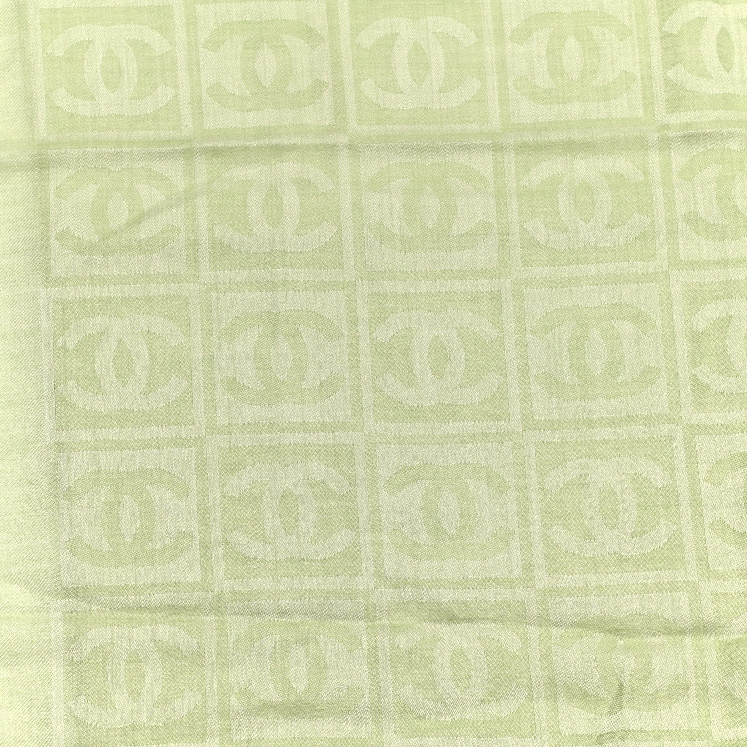 Chanel Cashmere Silk CC Scarf Green 5 of 6