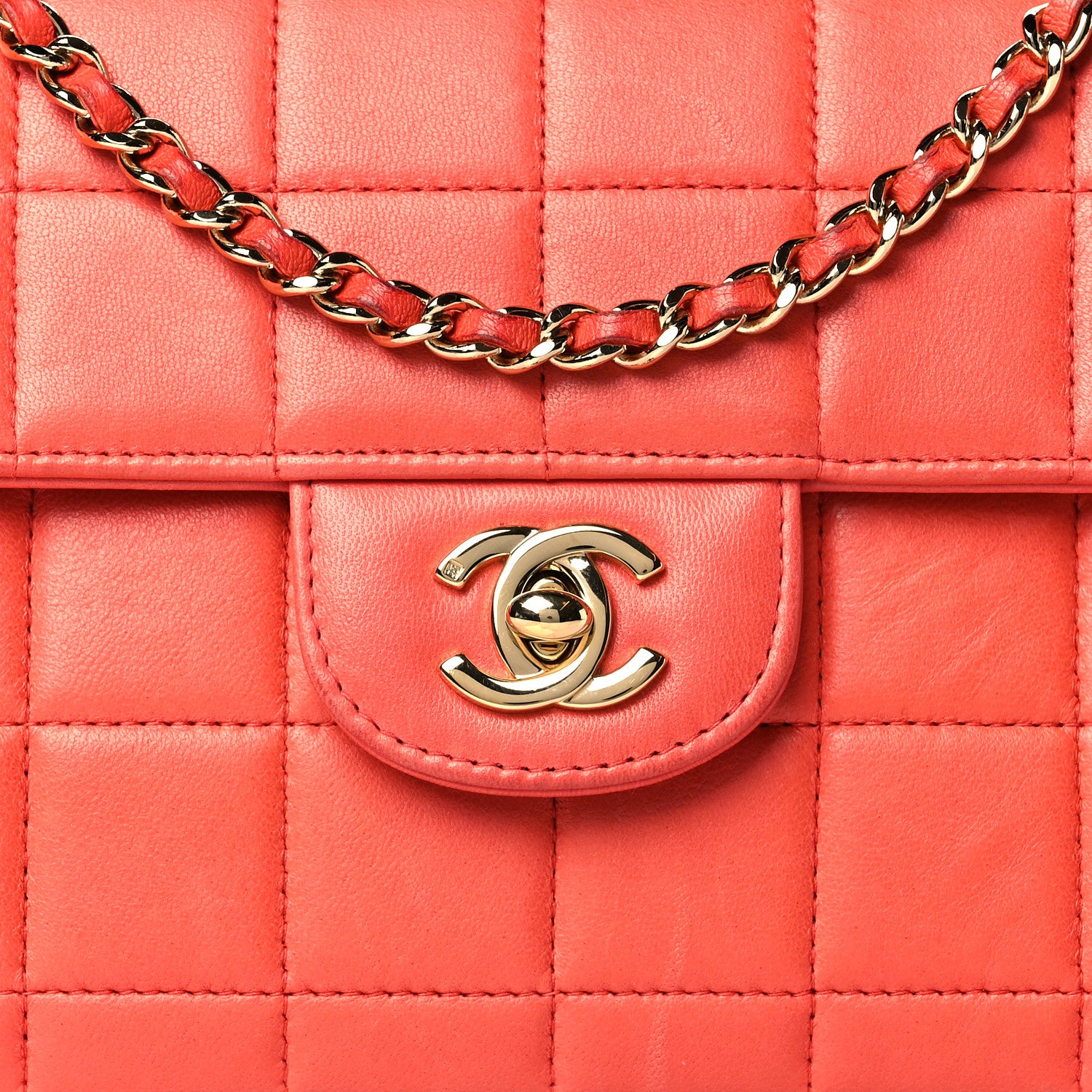 Chanel Lambskin East West Chocolate Bar Flap Orange 8 of 15