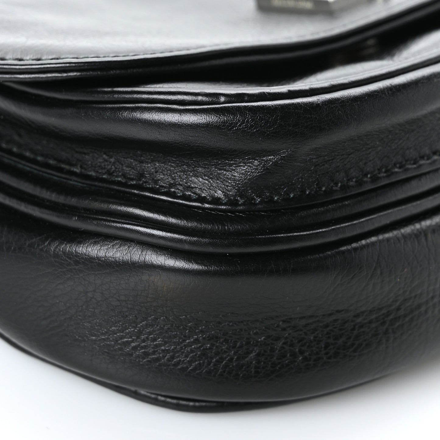 Calfskin Soft B Round Crossbody Bag XS Black