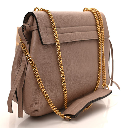 Valentino Garavani Pebbled Calfskin Medium VRing Chain Shoulder Bag Poudre 2 of 8