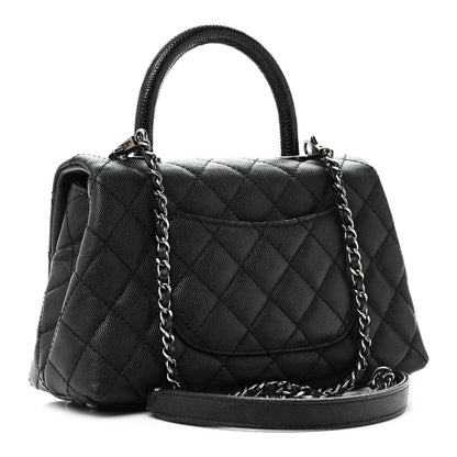 Chanel Caviar Lizard Embossed Quilted Mini Coco Handle Flap Black 3 of 11