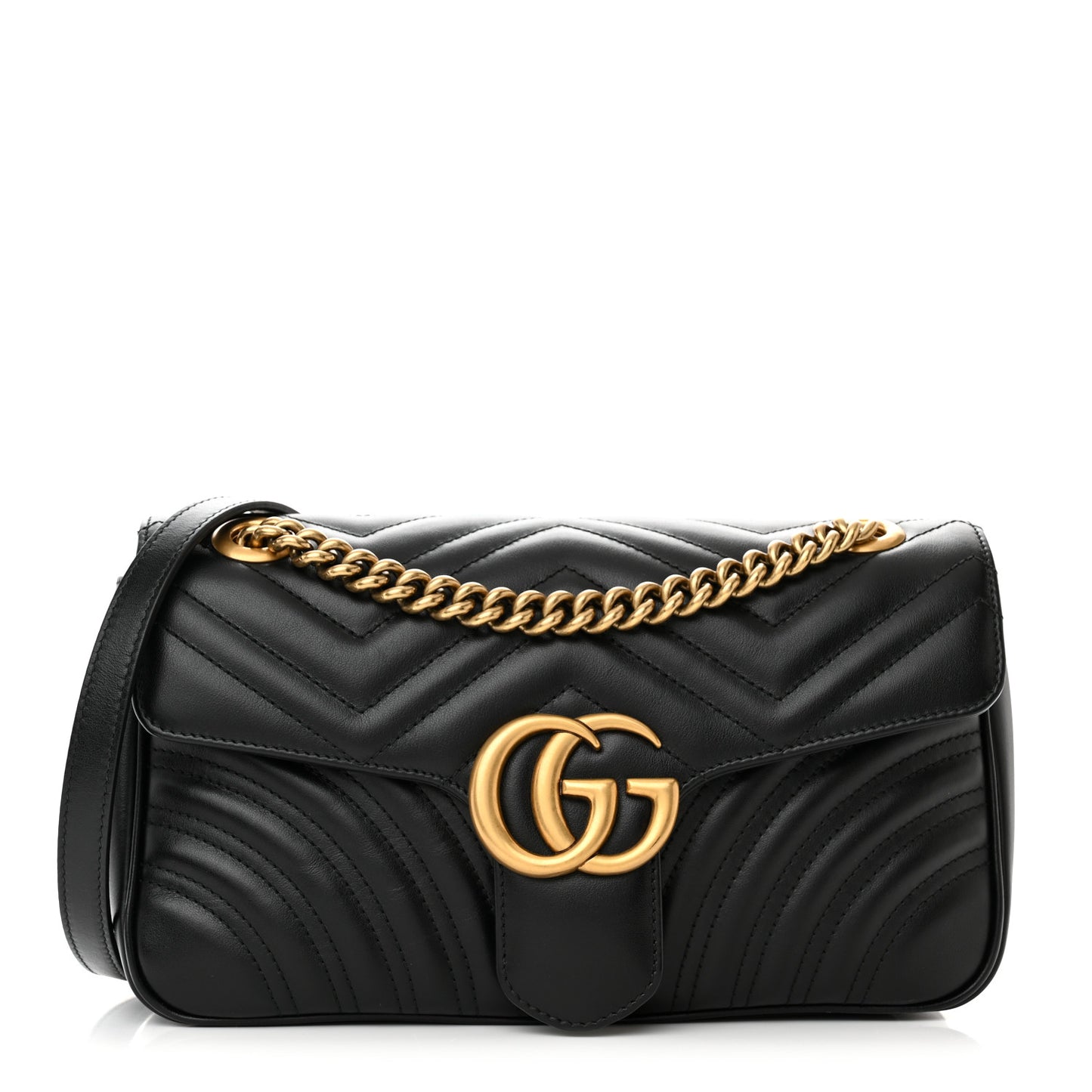 Calfskin Matelasse Small GG Marmont Shoulder Bag Black