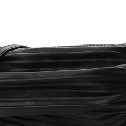 Loewe Lambskin Pleated Bracelet Pouch Shoulder Bag Black 8 of 10