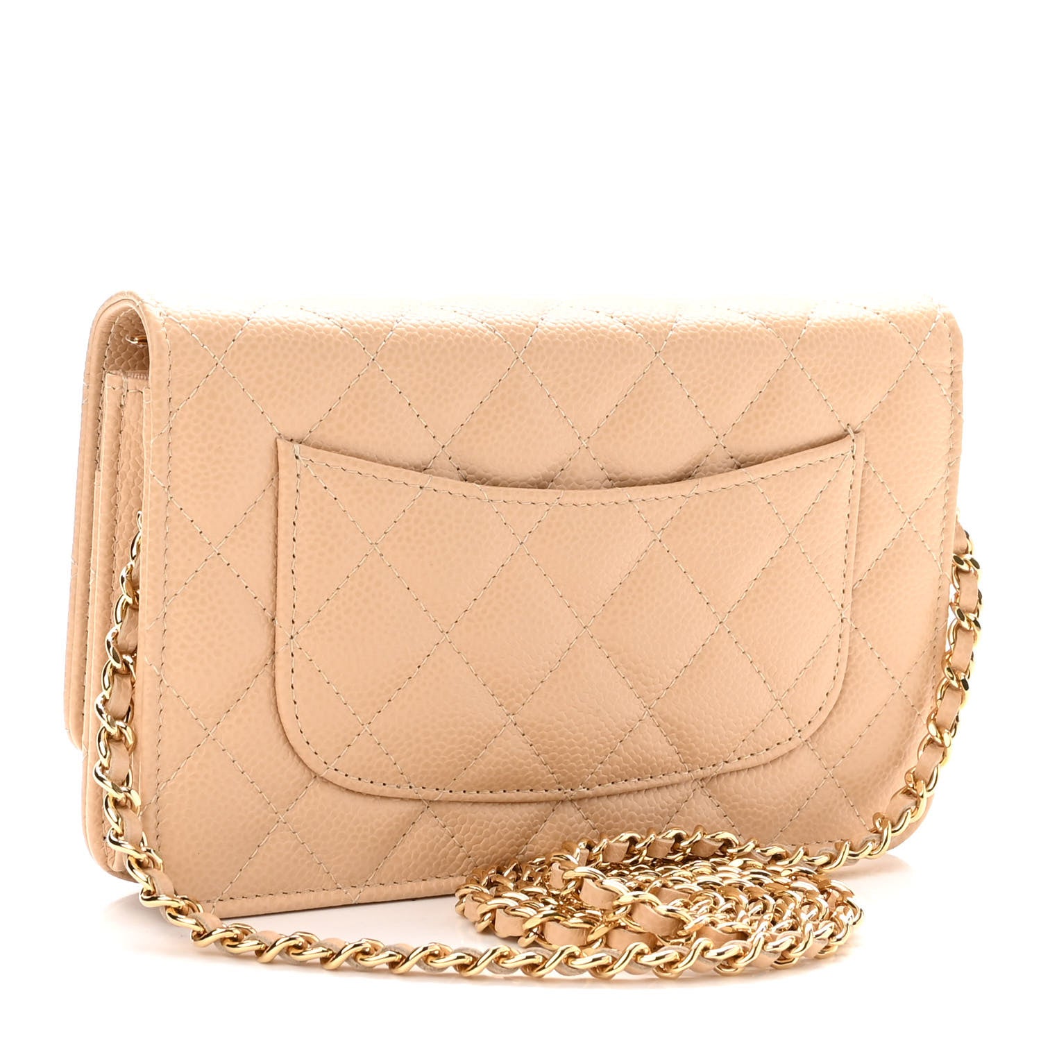 Chanel Caviar Quilted Wallet On Chain WOC Beige 3 of 11