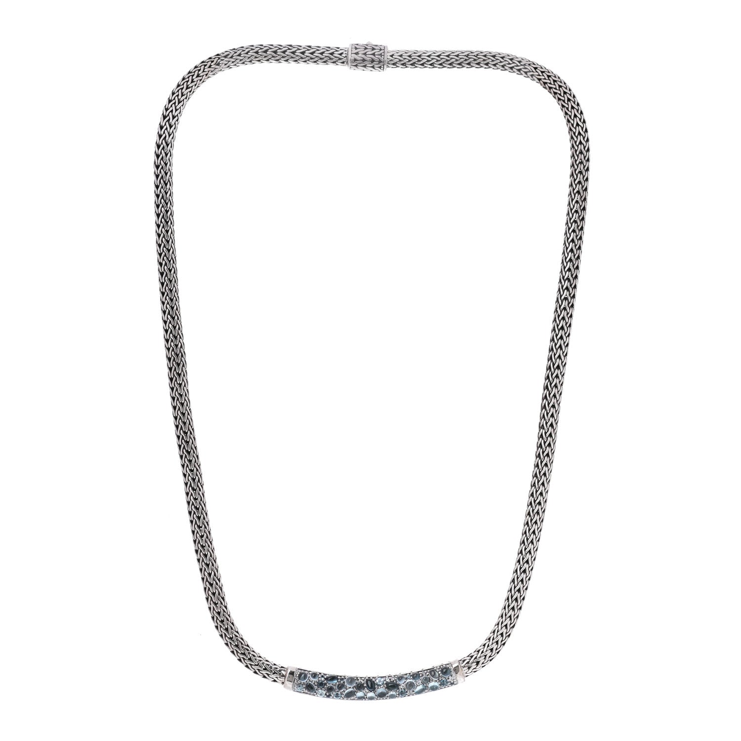John Hardy Sterling Silver Blue Topaz Blue Zircon Classic Chain Necklace 3 of 4