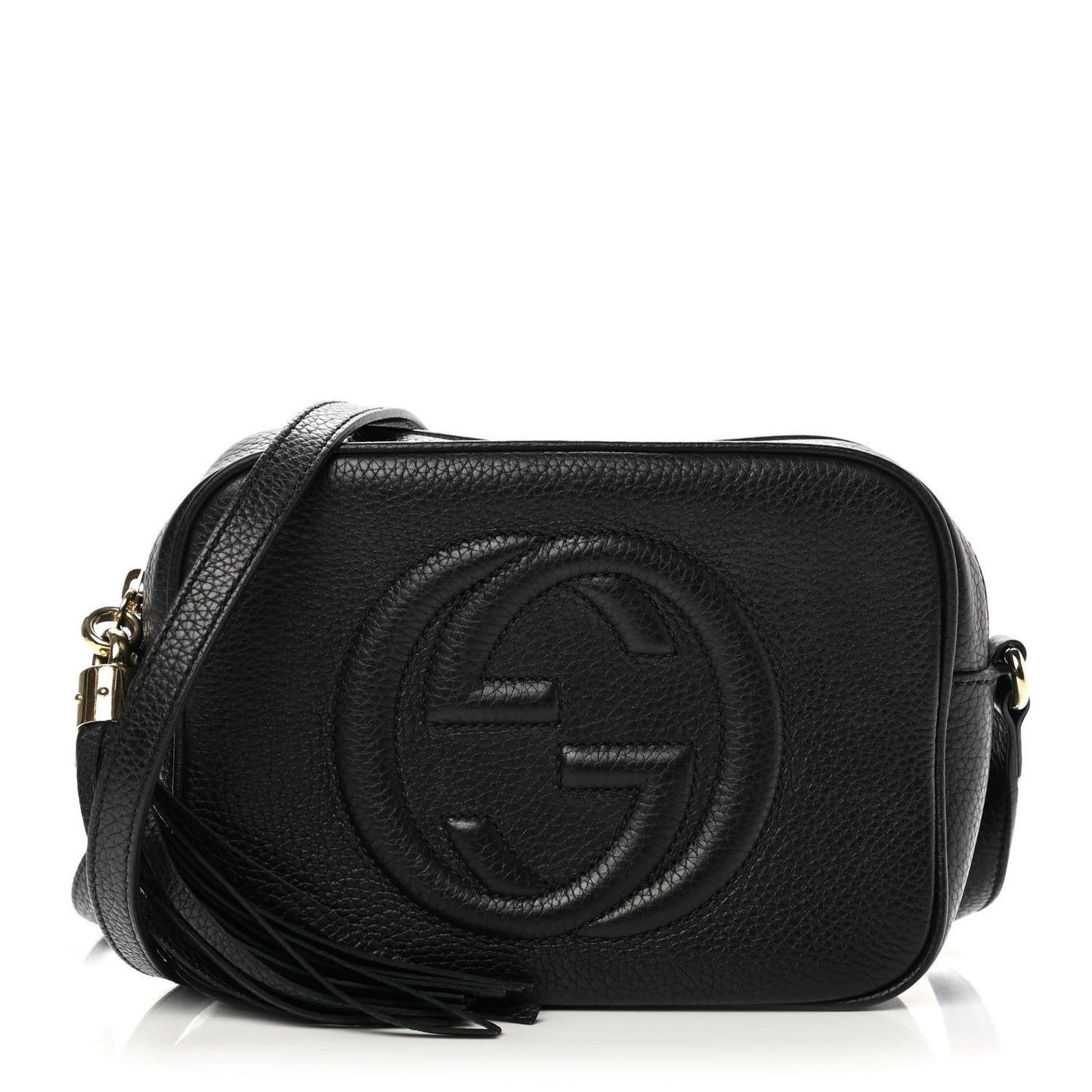Pebbled Calfskin Small Soho Disco Bag Black