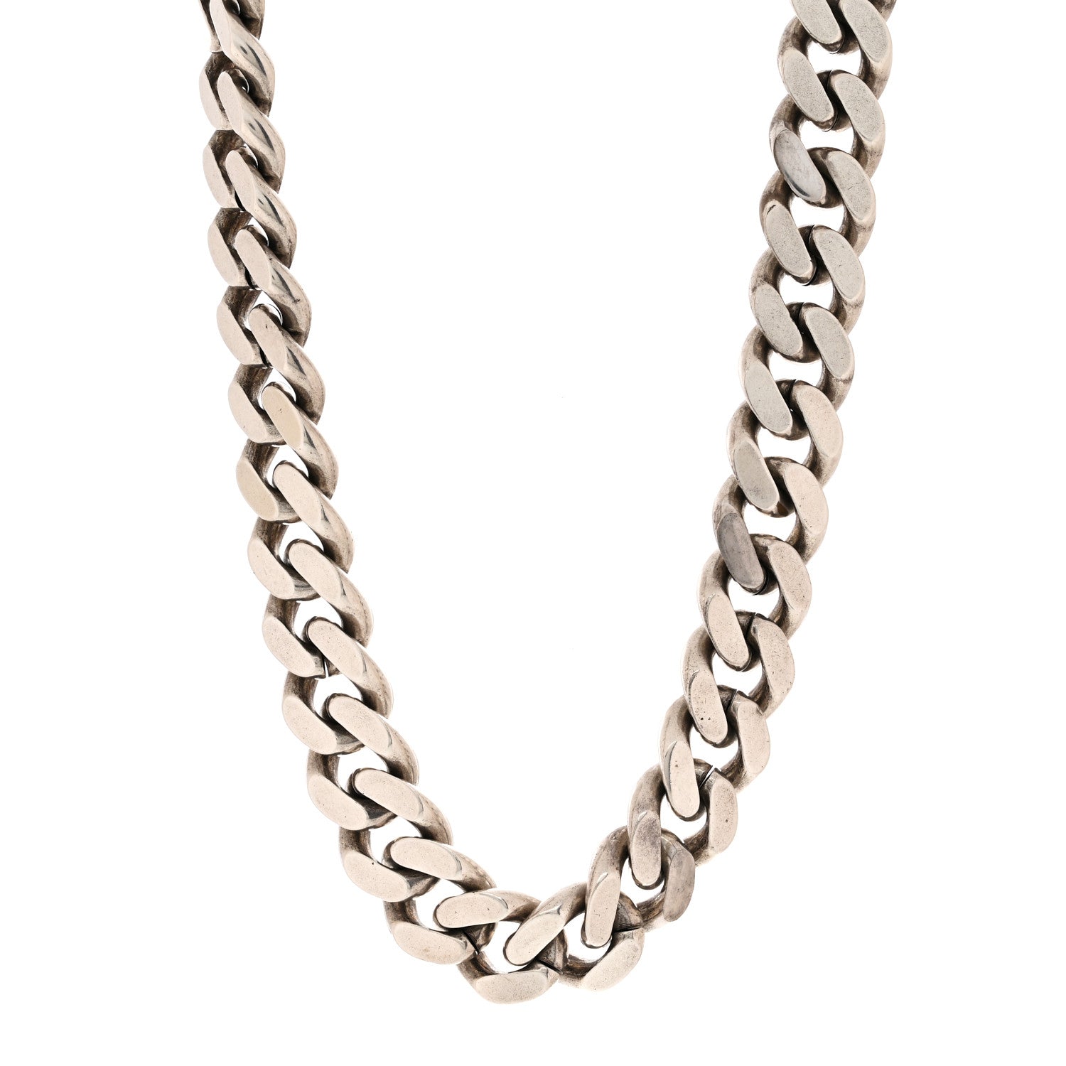 Saint Laurent Metal Curb Chain Necklace Oxidized Silver 1 of 5