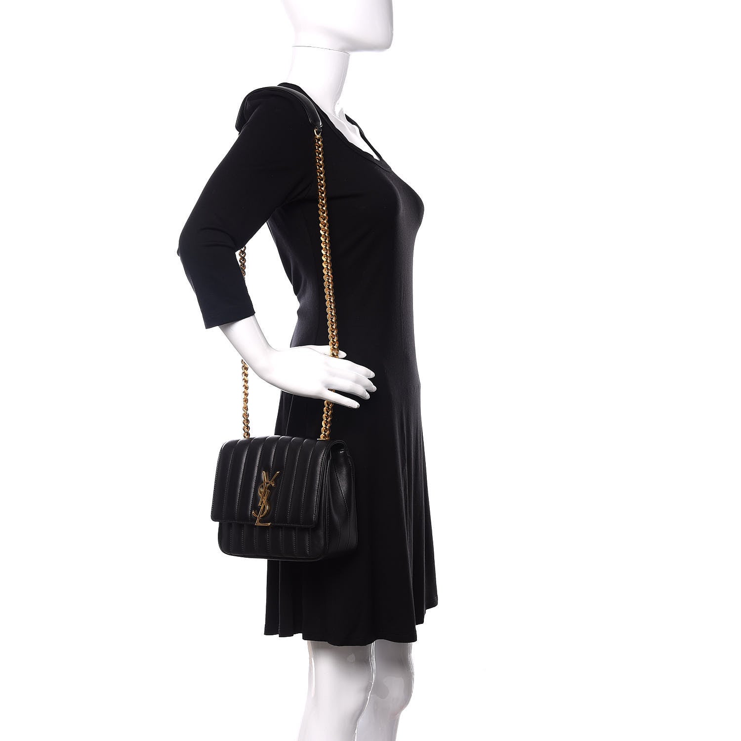 Saint Laurent Lambskin Matelasse Monogram Medium Vicky Chain Bag Black 2 of 11