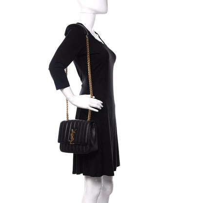 Saint Laurent Lambskin Matelasse Monogram Medium Vicky Chain Bag Black 2 of 11
