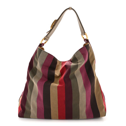 Fendi Canvas Striped Pequin Hobo Multicolor 1 of 13
