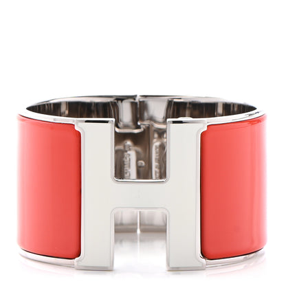 Hermes Enamel Clic Clac H Extra Wide Bracelet PM Capucine White 1 of 6