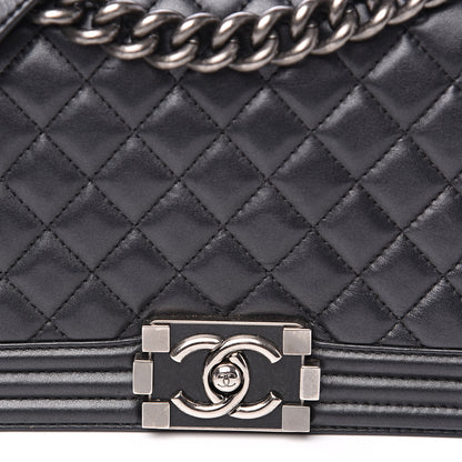 Chanel Lambskin Quilted Medium Boy Flap Black 7 of 13