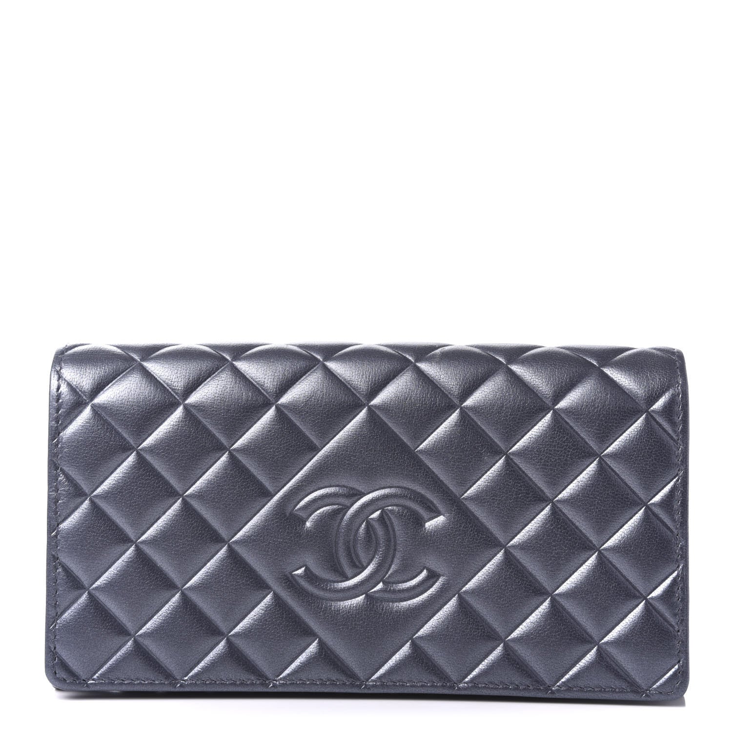 Chanel Calfskin Quilted Large Diamond CC Flap Wallet Dark Silver 1 of 11