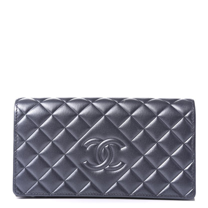 Chanel Calfskin Quilted Large Diamond CC Flap Wallet Dark Silver 1 of 11
