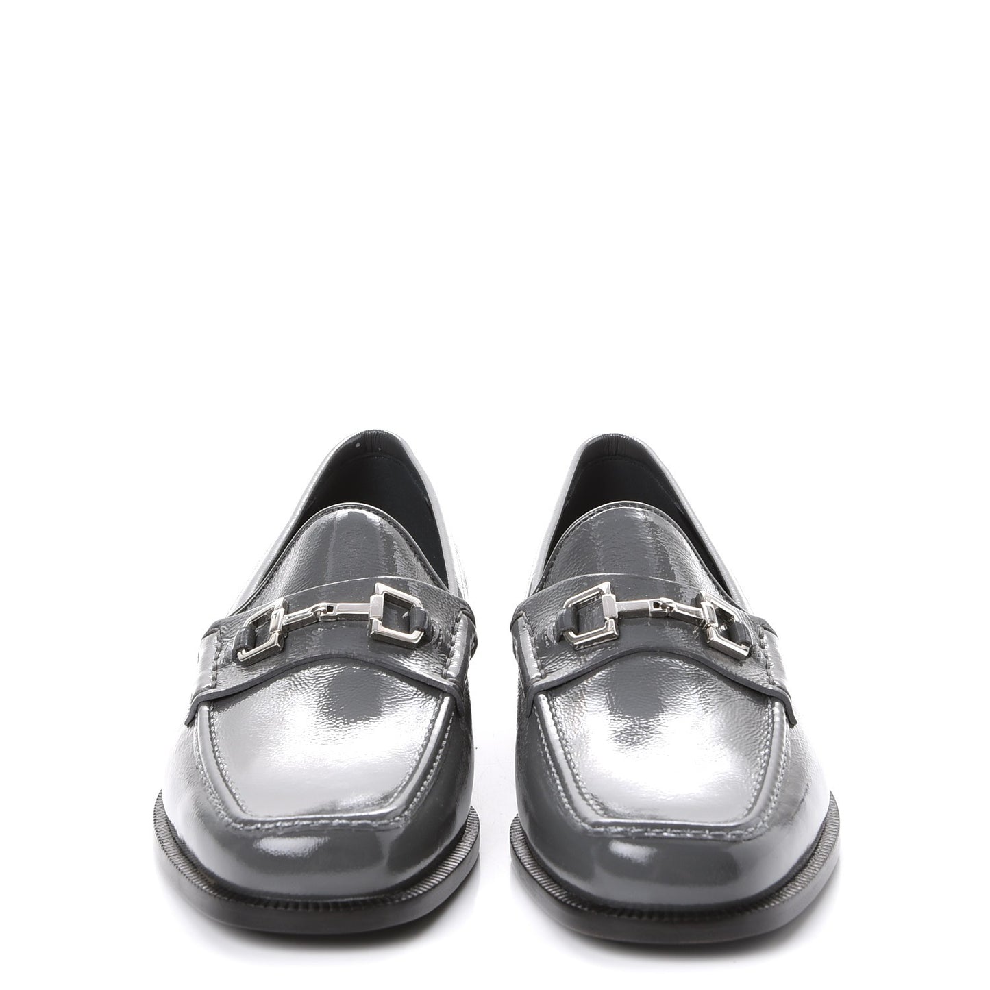 Naplack Patent Horsebit Banks Loafers 40 Melange Platinum