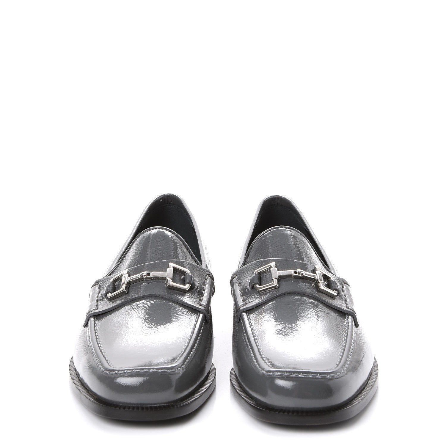 Gucci Naplack Patent Horsebit Banks Loafers 40 Melange Platinum 2 of 9