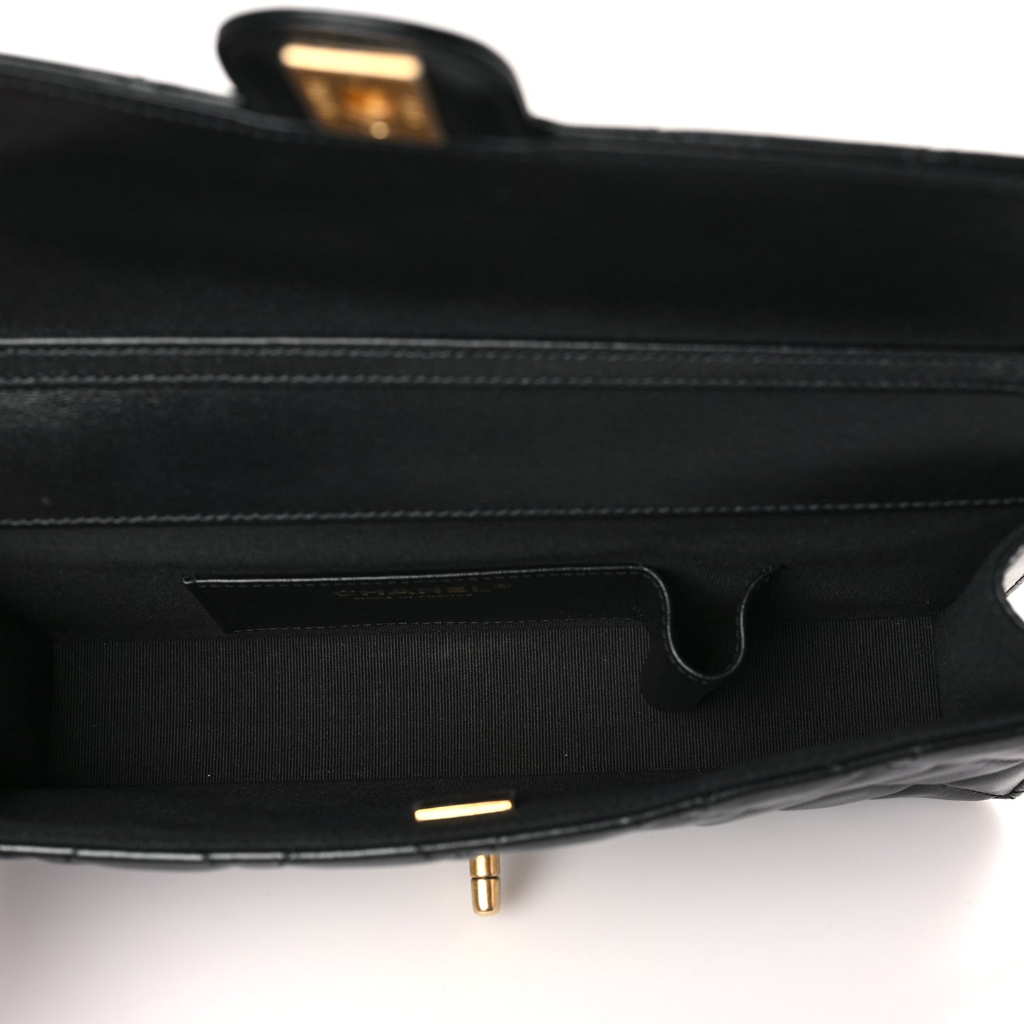 Shiny Lambskin Quilted Flap Clutch Bag Black
