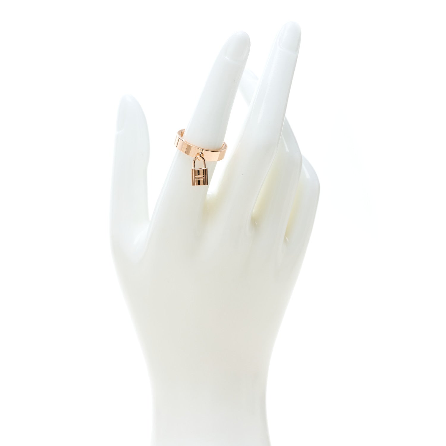 Hermes 18K Rose Gold MM Kelly Clochette Ring 53 6.25 2 of 7