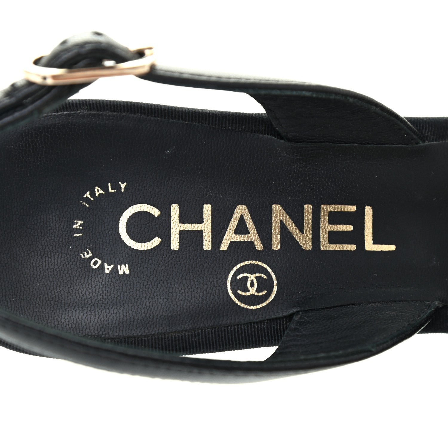 Chanel Lambskin Grosgrain CC Slingback Pumps 37 Black 7 of 8
