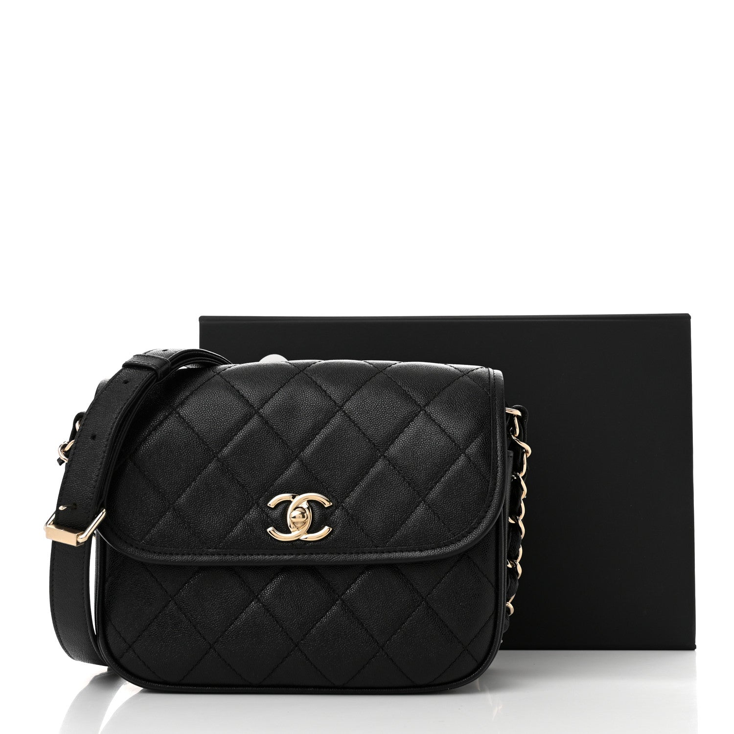Chanel Caviar Quilted Round Messenger Flap Black 11 of 11