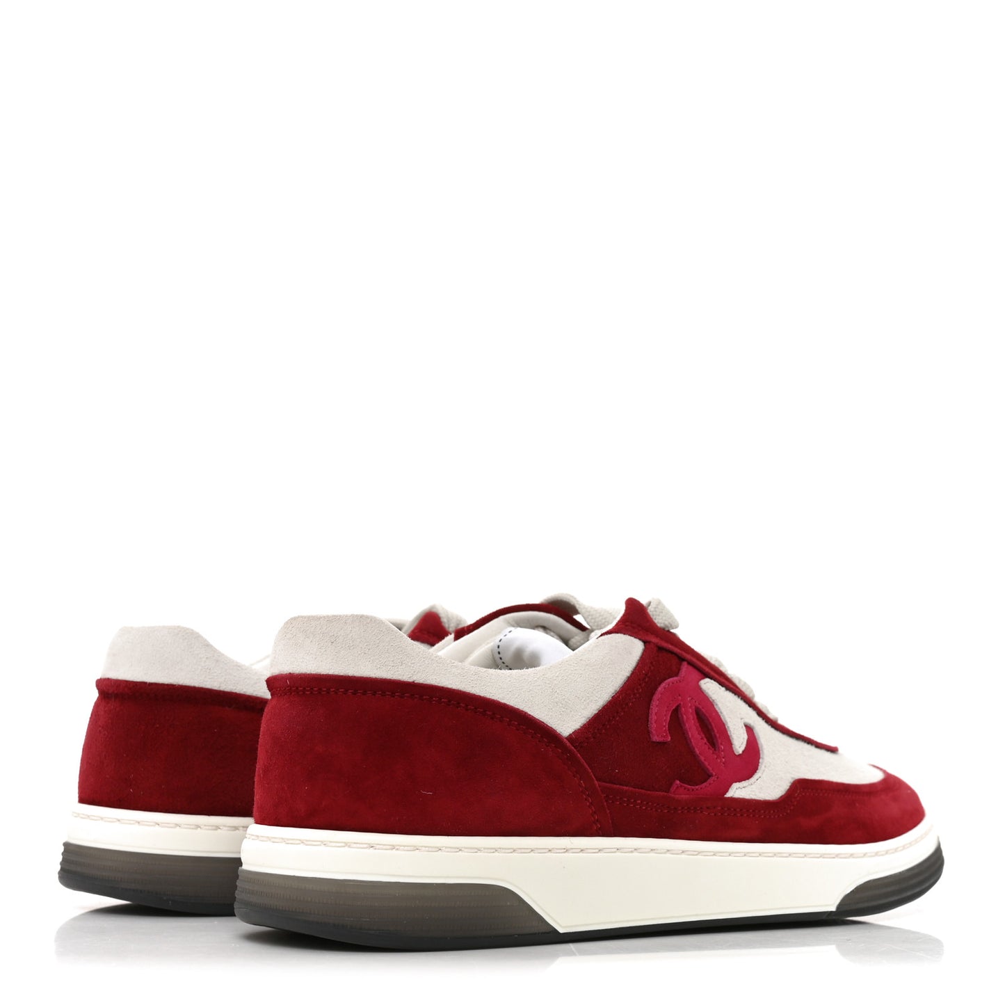 Suede Kidskin Womens CC Sneakers 38.5 Burgundy White