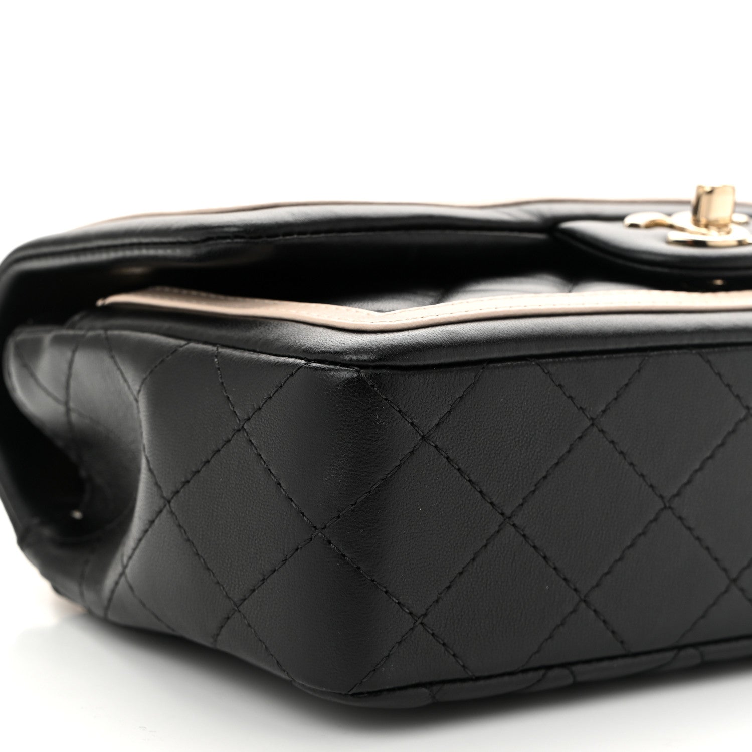 Chanel Lambskin Quilted Bicolor Flap Black Beige 9 of 10