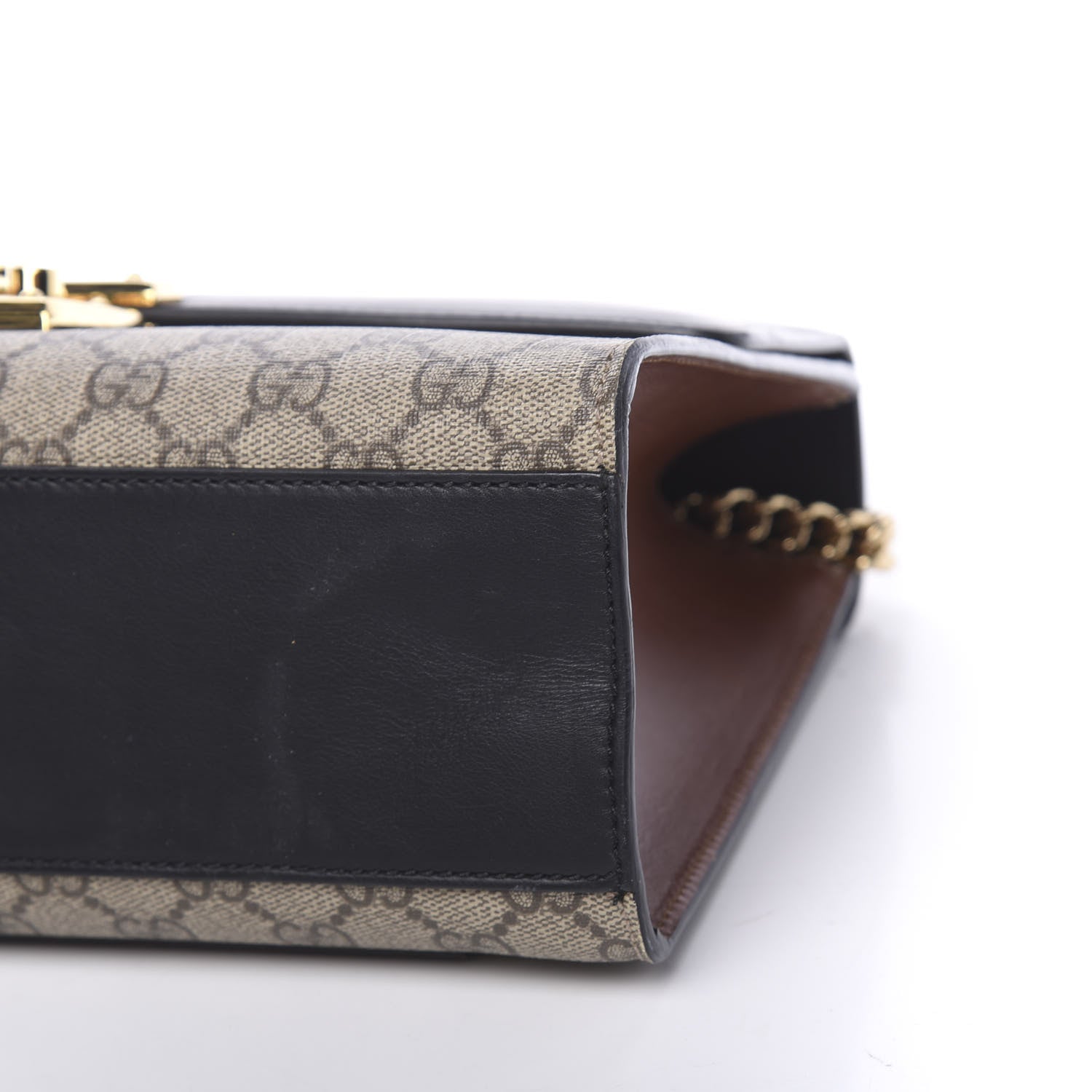 Gucci GG Supreme Monogram Calfskin Medium Padlock Shoulder Bag Beige Black Cuir 9 of 12