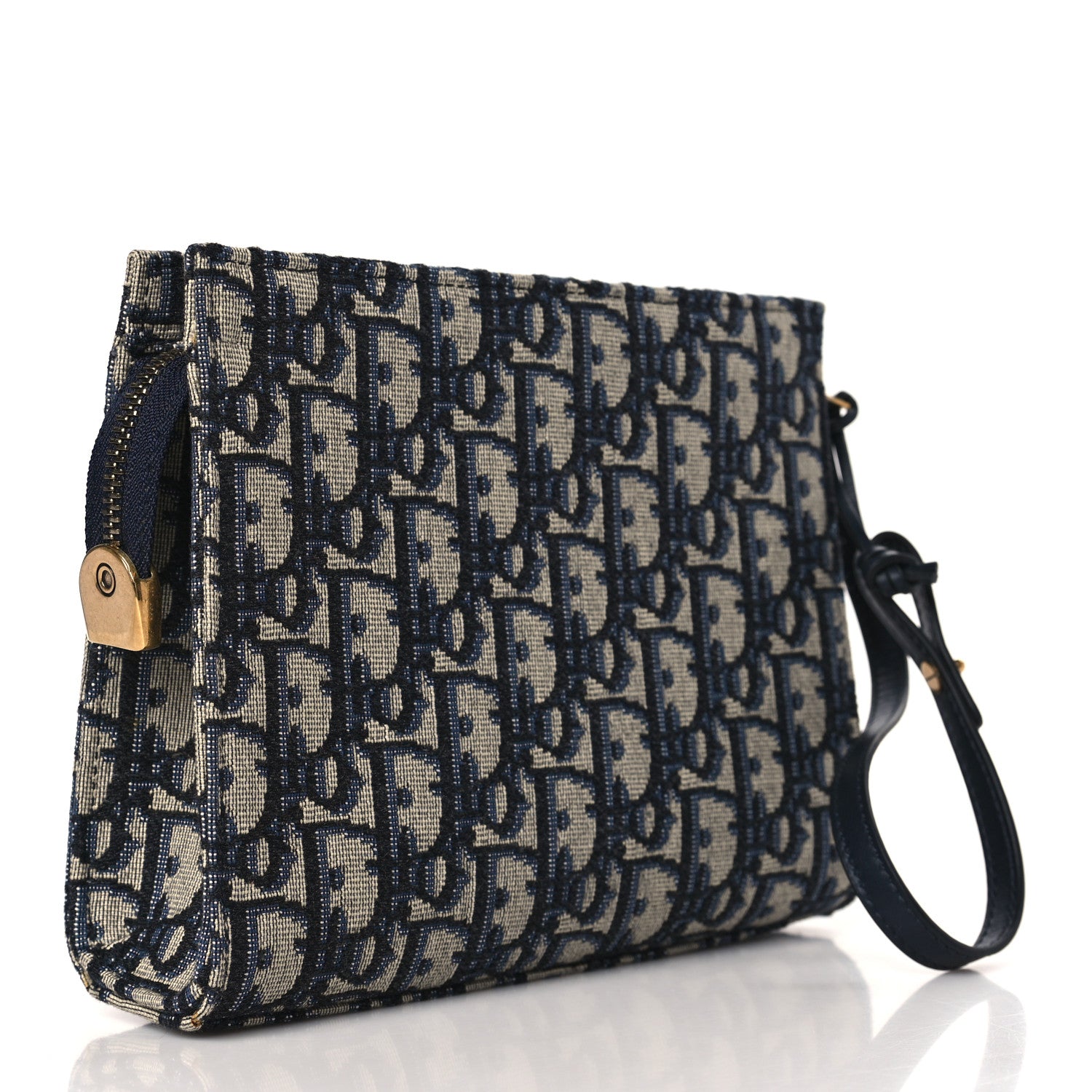 Christian Dior Oblique Zipped Pouch Clutch Blue 3 of 10