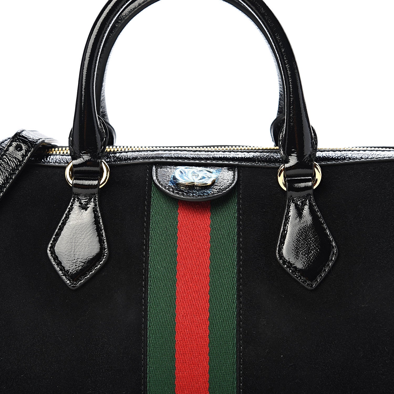 Gucci Suede Patent GG Web Medium Ophidia Boston Black 9 of 9