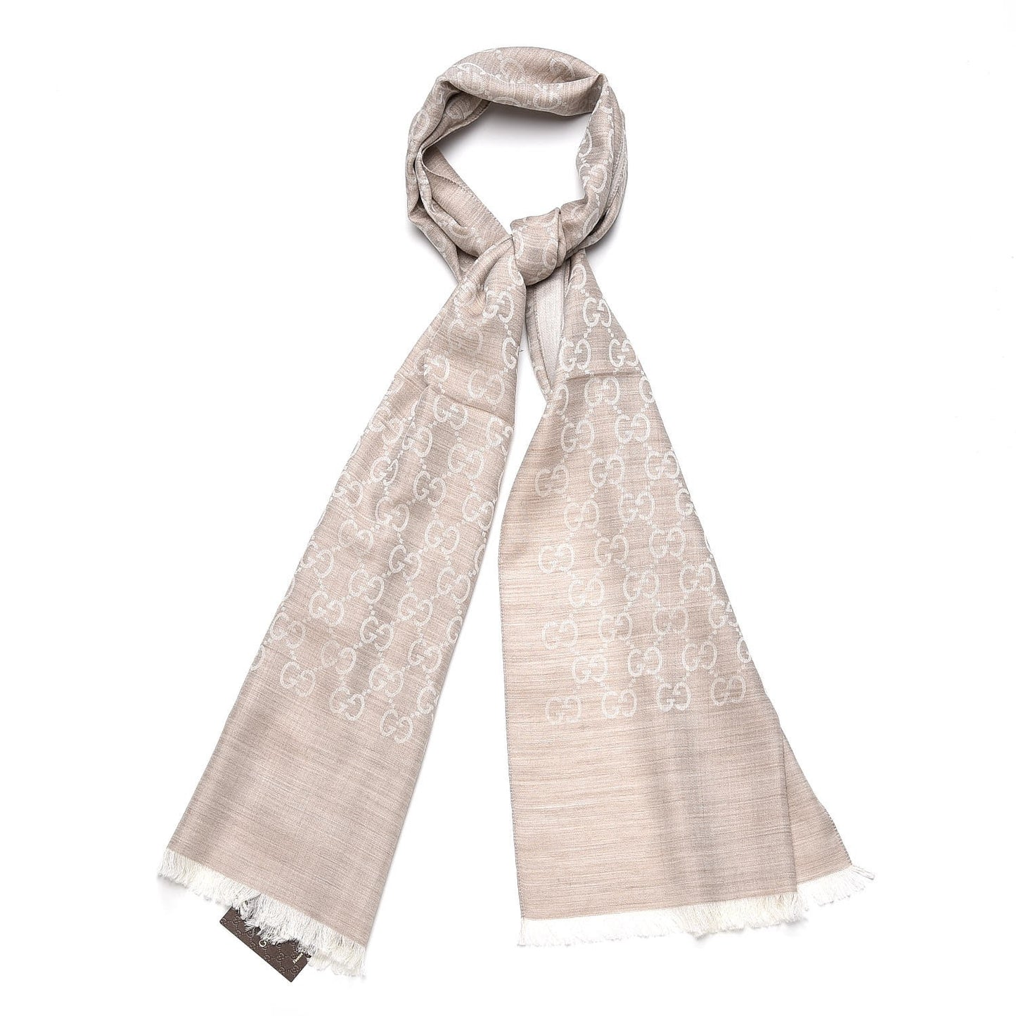 Wool Silk GG Monogram GGNat Scarf Sand